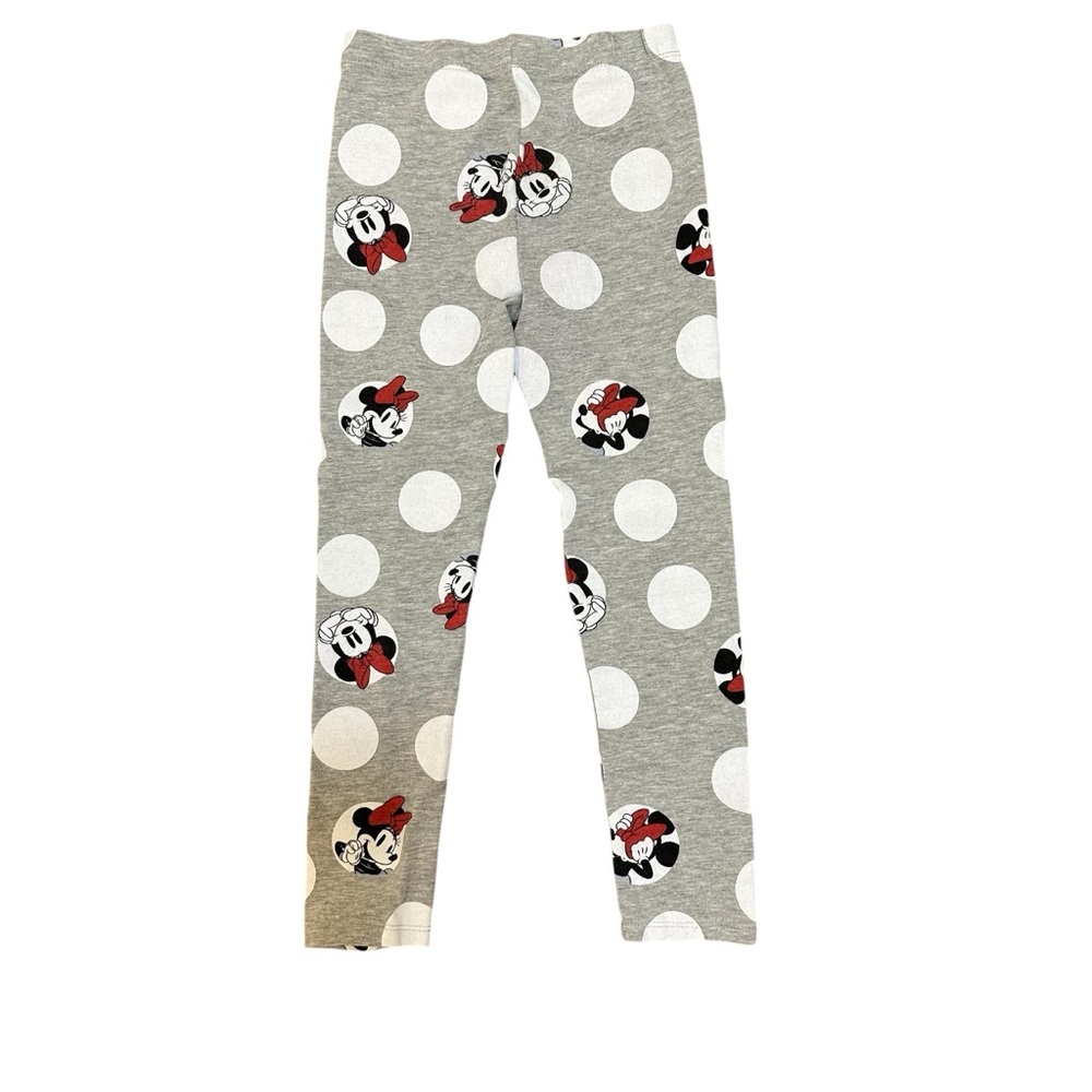 Disney Girls Minnie Mouse Polka Dot Leggings Gray Red White Size 6